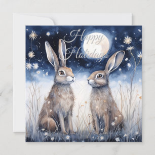 Christmas Winter Hare Holiday Card