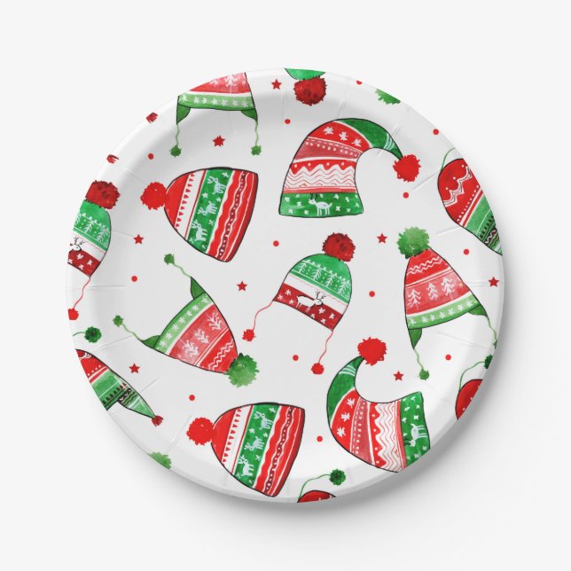 Christmas Winter Hats | Holidays Paper Plate (Front)