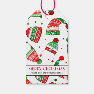 Christmas Winter Hats Personalised Name   Holidays Gift Tags