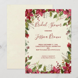 Christmas winter holiday bridal shower invite