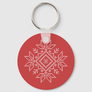 Christmas winter holiday embroidery snowflake key ring