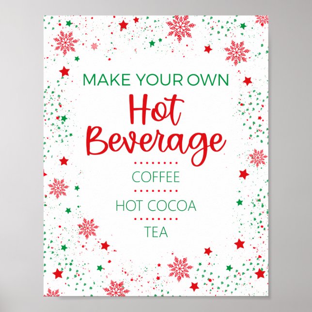Christmas Winter Holiday Hot Beverage Bar Sign (Front)