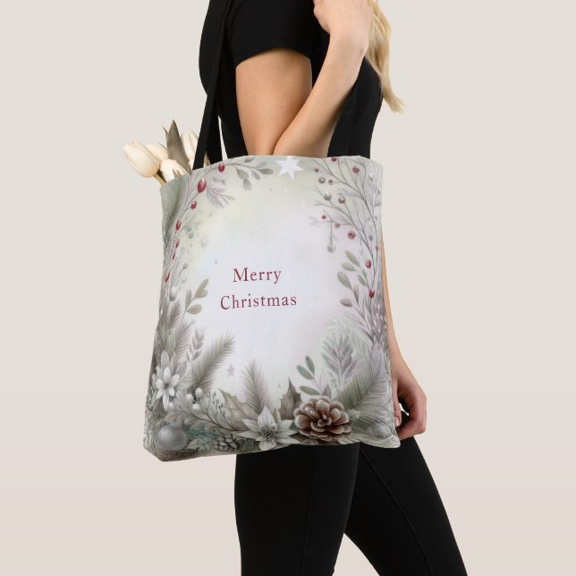 Christmas Winter Holiday Tote Bag (Close Up)