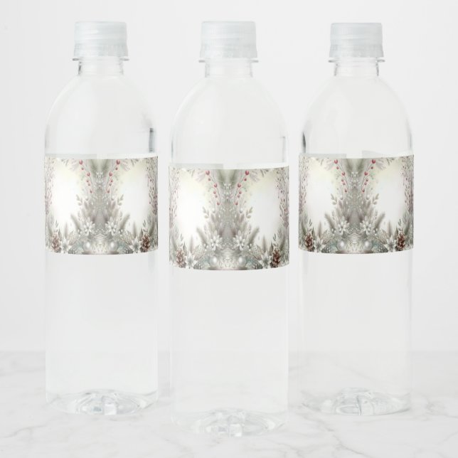 Christmas Winter Holiday Water Bottle Label (Bottles)
