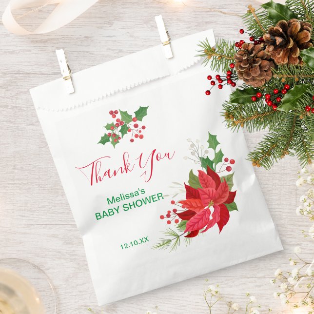 Christmas Winter Holidays Red Berry Poinsettia  Favour Bags (Creator Uploaded)