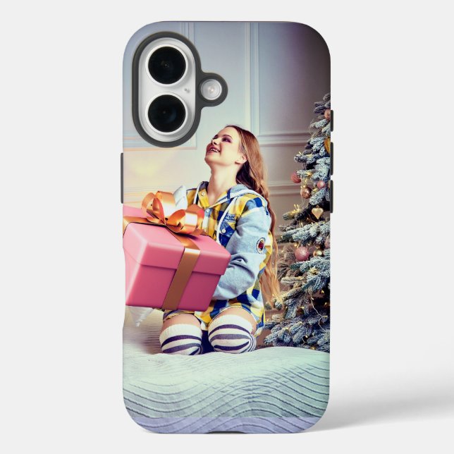 Christmas winter image with a girl iPhone / iPad c Case-Mate iPhone Case (Back)
