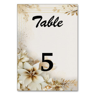 Christmas Winter Ivory Flower Vintage Wedding Table Number