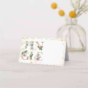 christmas winter Jingle gold party holiday Place Card