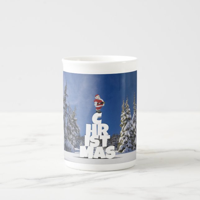 Christmas winter landscape bone china mug (Front)