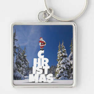 Christmas winter landscape key ring