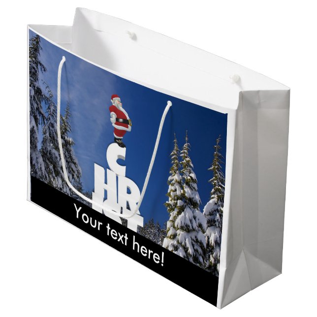 Christmas winter landscape large gift bag (Front Angled)
