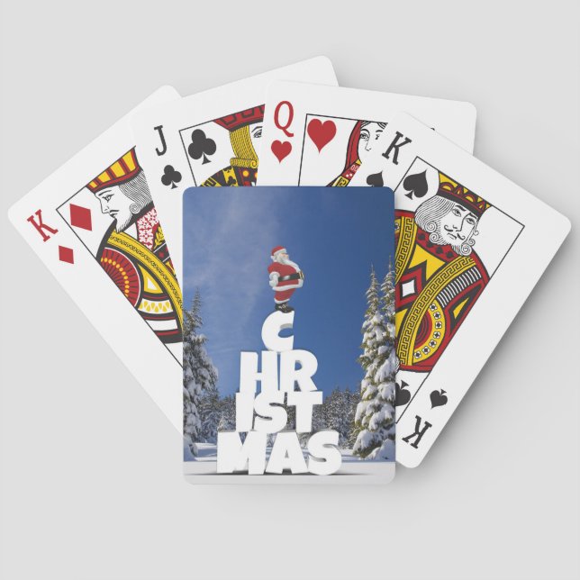 Christmas winter landscape playing cards (Back)
