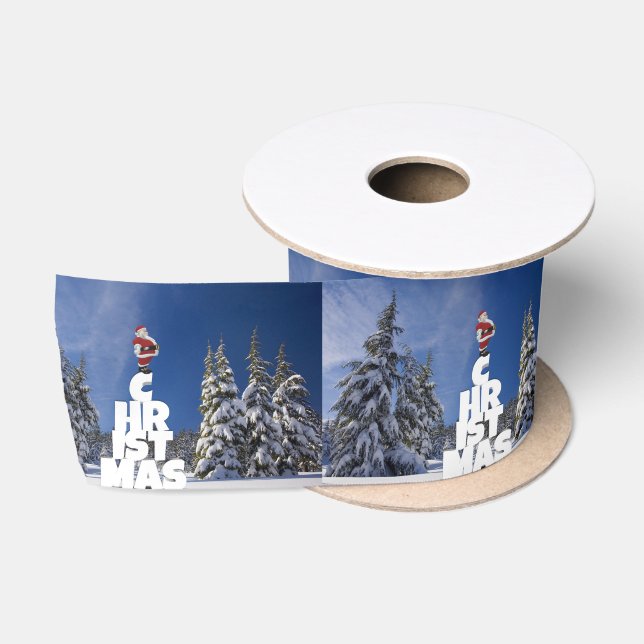 Christmas winter landscape satin ribbon (Spool)