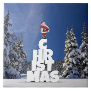 Christmas winter landscape tile