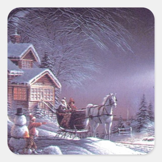 Christmas Winter Magic Square Sticker (Front)