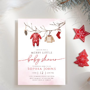  Christmas Winter Merry Little Baby Shower  Invitation