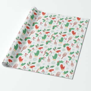 Christmas Winter Mittens & Holly Wrapping Paper