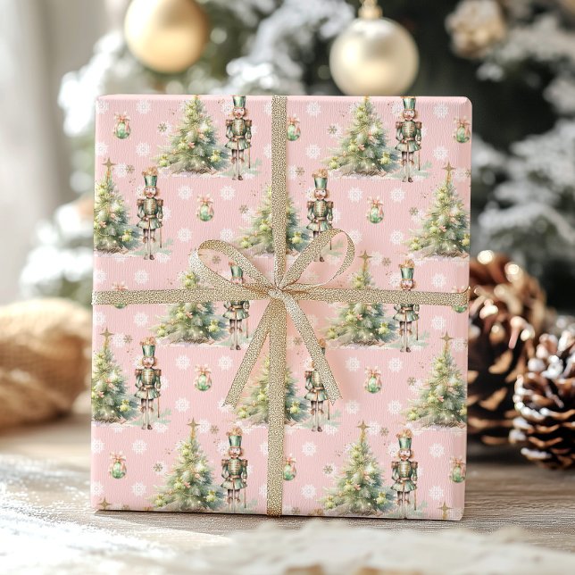 Christmas Winter Onederland gold pink nutcracker Wrapping Paper Sheet (Creator Uploaded)