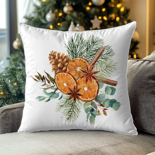 Christmas Winter Orange Pine Spice Bouquet Cushion