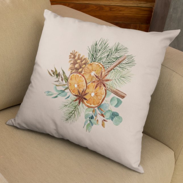 Christmas Winter Orange Pine Spice Bouquet  Cushion (Creator Uploaded)