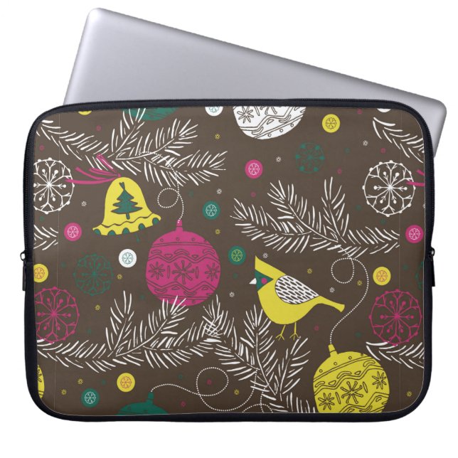 Christmas winter pattern laptop sleeve (Front)