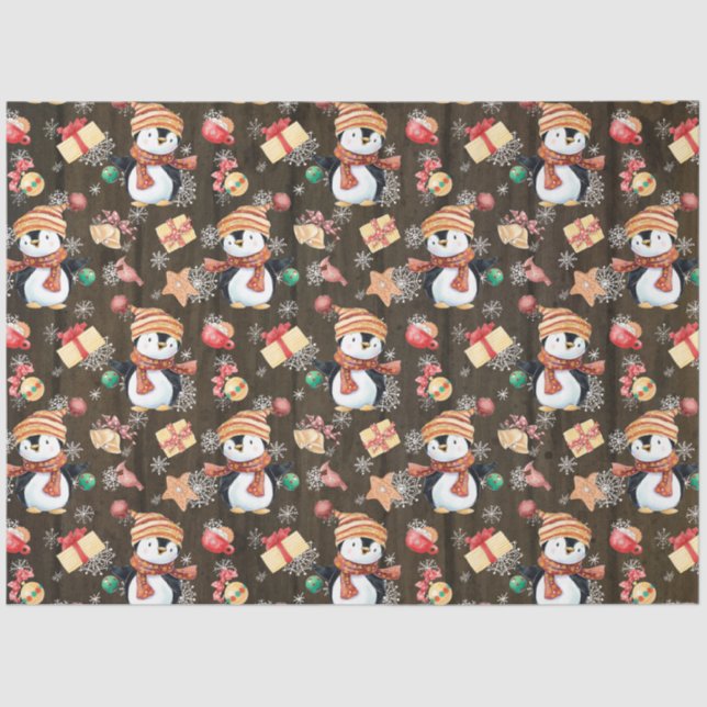 Christmas Winter Penguins Snow Snowflakes for Kids Tissue Paper (Front)