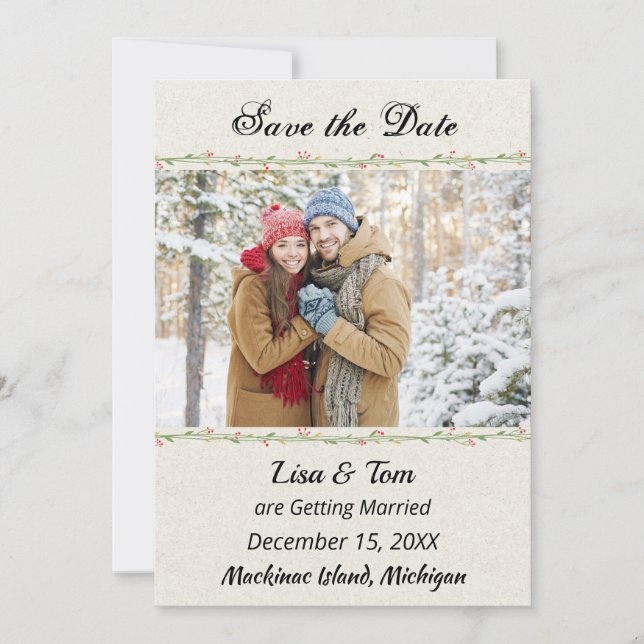 Christmas Winter Photo Save the Date Invitation (Front)