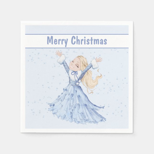 Christmas Winter Princess Girls Napkin (Front)