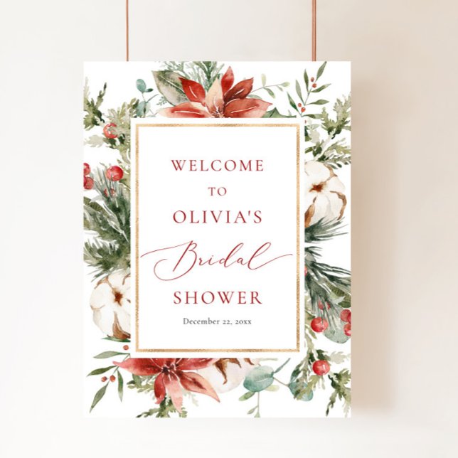 Christmas Winter Red Bridal Shower Welcome Sign (Creator Uploaded)