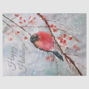 Christmas Winter Red Robin Bird Watercolor Tissue Paper