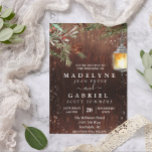 Christmas Winter Rustic Pine Drop Wood Wedding Invitation<br><div class="desc">This design may be personalised in the area provided by changing the photo and/or text. Or it can be customised by clicking Personalise this Template and then choosing the click to customise further option and delete or change the colour of the background, add text, change the text colour or style,...</div>