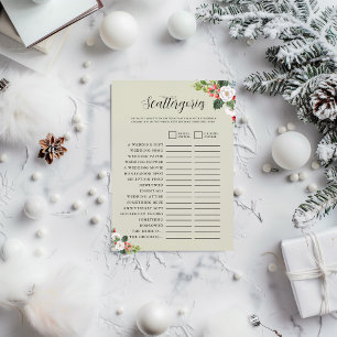Christmas Winter Scattergories Bridal Shower Game Invitation