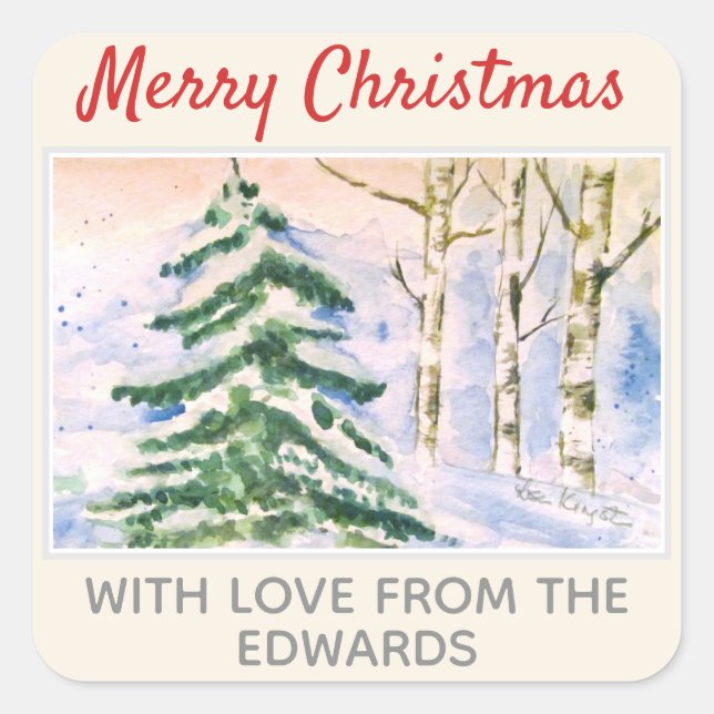 Christmas Winter Scene (20) Square Sticker (Front)