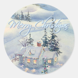 CHRISTMAS WINTER SCENE by SHARON SHARPE Classic Round Sticker