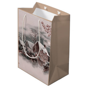 christmas winter scene medium gift bag