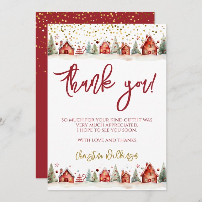 Christmas Winter Scene Thank You Card (Front/Back)