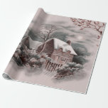 christmas winter scene wrapping paper<br><div class="desc">Christmas, old fashioned, winter, scene, winter scene, snow, romantic, vintage, lovely, adorable</div>