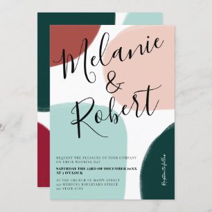 Christmas winter shapes tone wedding initials invitation