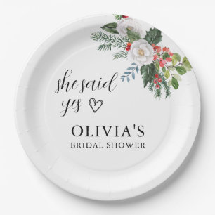 Christmas Winter She said yes Bridal Shower Paper Plate