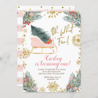 Christmas Winter Sleigh Oh What Fun First Birthday