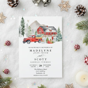 Christmas Winter Snow Barn Country Wedding  Invitation