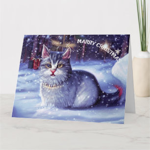  Christmas Winter Snow Cat  Card