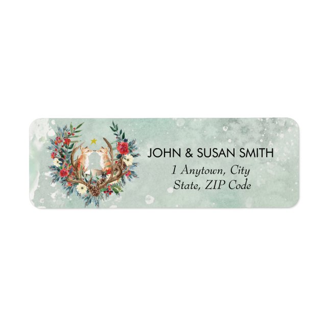 christmas winter snow fox return address labels (Front)