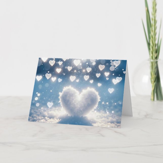 Christmas Winter Snow Hearts Holiday Card (Front)