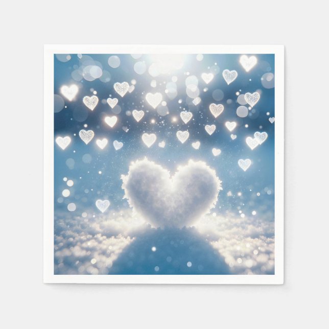 Christmas Winter Snow Hearts Napkin (Front)