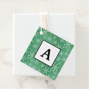 Christmas Winter Snow Snowflakes Falling Green Favour Tags