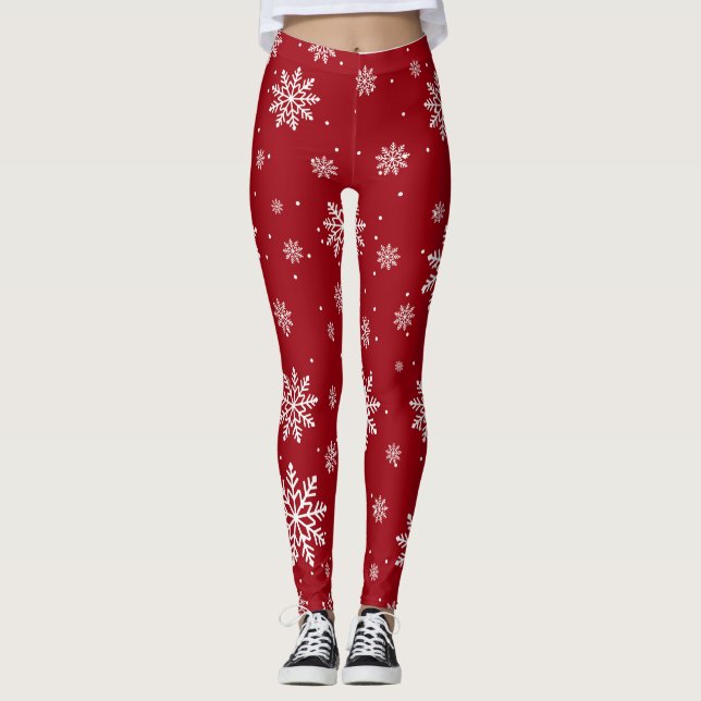 Christmas Winter Snowflakes Gradient Fun Leggings (Front)
