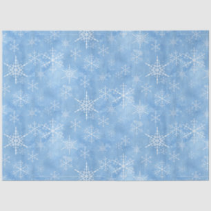 Christmas Winter Snowflakes Hand Drawn Blue White Tissue Paper