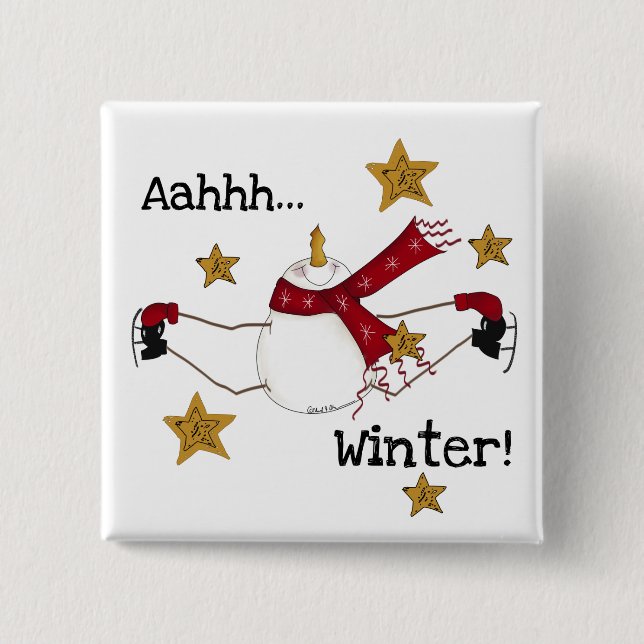 Christmas Winter Snowman 15 Cm Square Badge (Front)