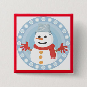CHRISTMAS WINTER SNOWMAN 15 CM SQUARE BADGE